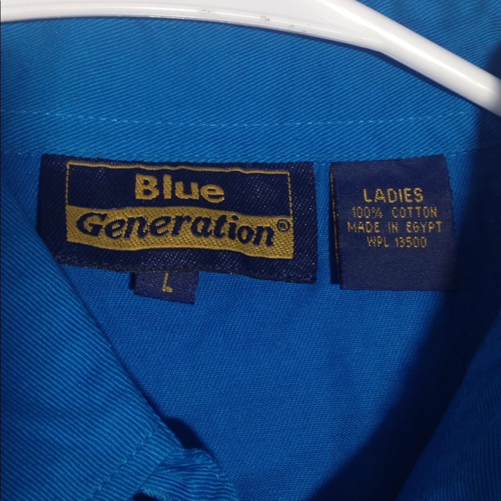 FINAL MARKDOWN Ladies' Blue Generation Sleeveless Work Shirt lrg - Picture 3 of 4